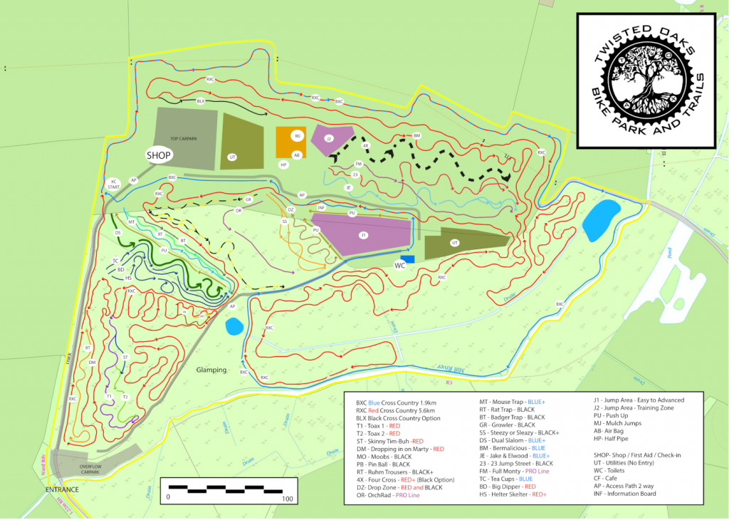 An image that opens and shows the map of the bike park trails